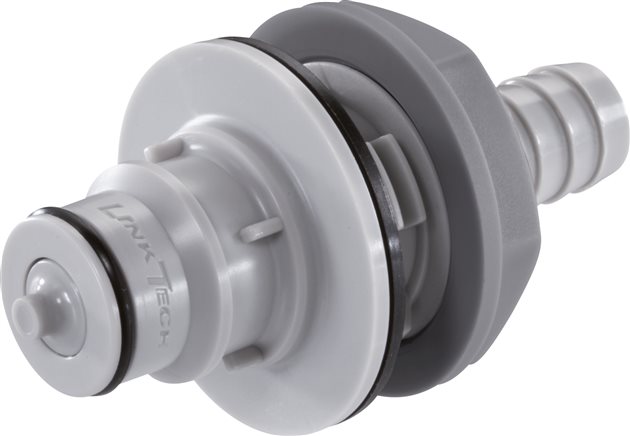 Exemplary representation: Coupling plug with grommet & bulkhead thread, polypropylene