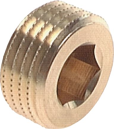 Exemplary representation: Closing plug with hexagon socket without collar, brass