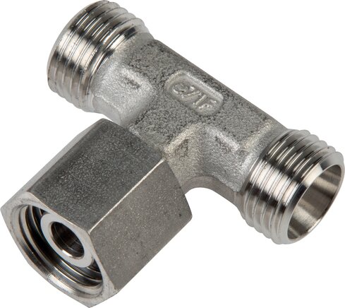 Exemplary representation: Adjustable T-connection fitting with sealing cone & O-ring, without nut & cutting ring, 1.4571